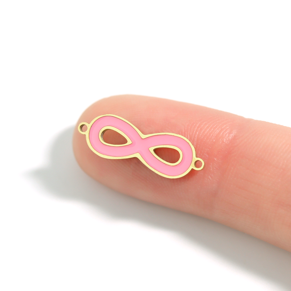 18K Gold PVD Stainless Steel Epoxy Pink Infinity Charm