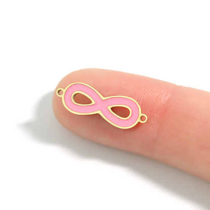 18K Gold PVD Stainless Steel Epoxy Pink Infinity Charm