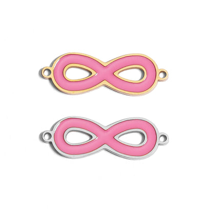 18K Gold PVD Stainless Steel Epoxy Pink Infinity Charm