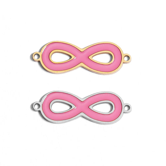 18K Gold PVD Stainless Steel Epoxy Pink Infinity Charm