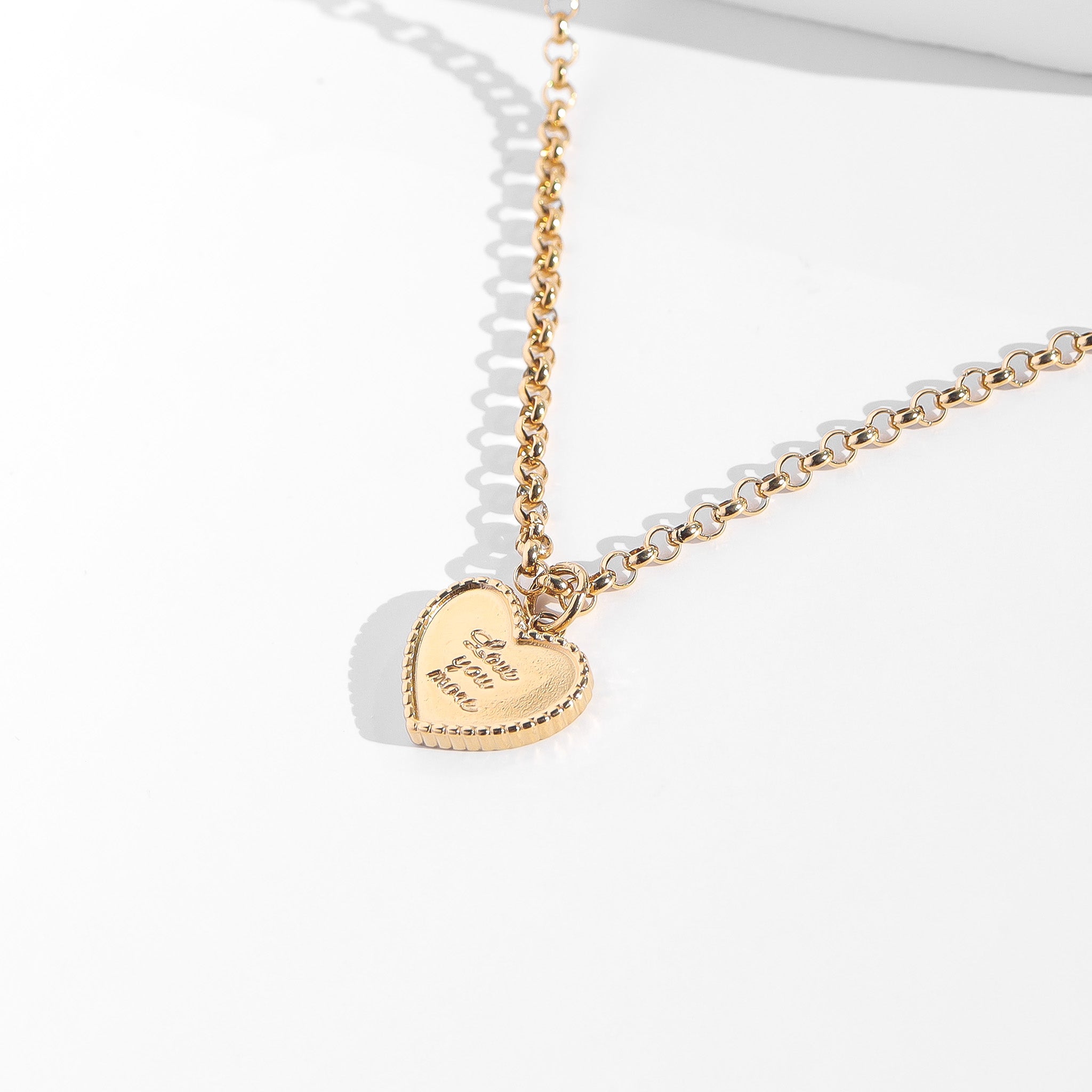 18K Gold PVD Stainless Steel "Love You More" Heart Charm