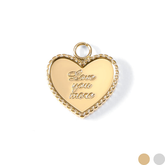 18K Gold PVD Stainless Steel "Love You More" Heart Charm