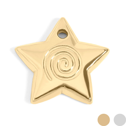 18K Gold PVD Stainless Steel Puffy Star Charm