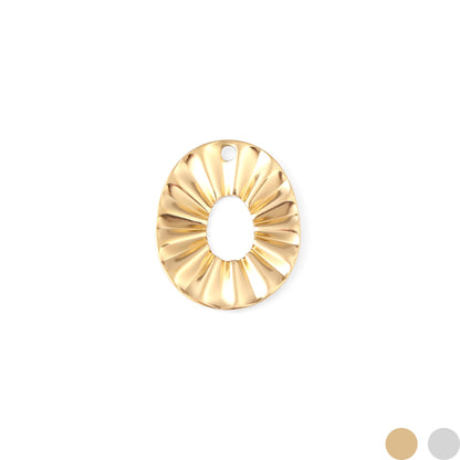 18K Gold PVD Stainless Steel Crimped Oval Charm