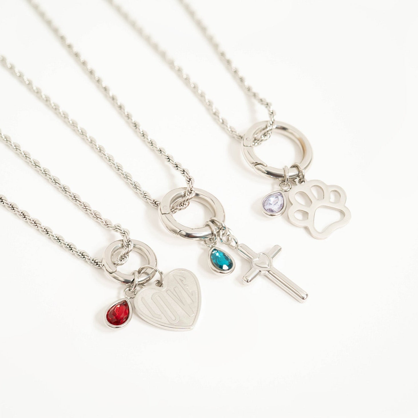 18K Gold PVD Stainless Steel Cross with Heart Charm