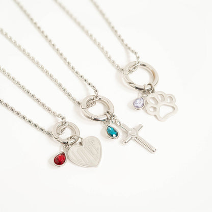 18K Gold PVD Stainless Steel Cross with Heart Charm