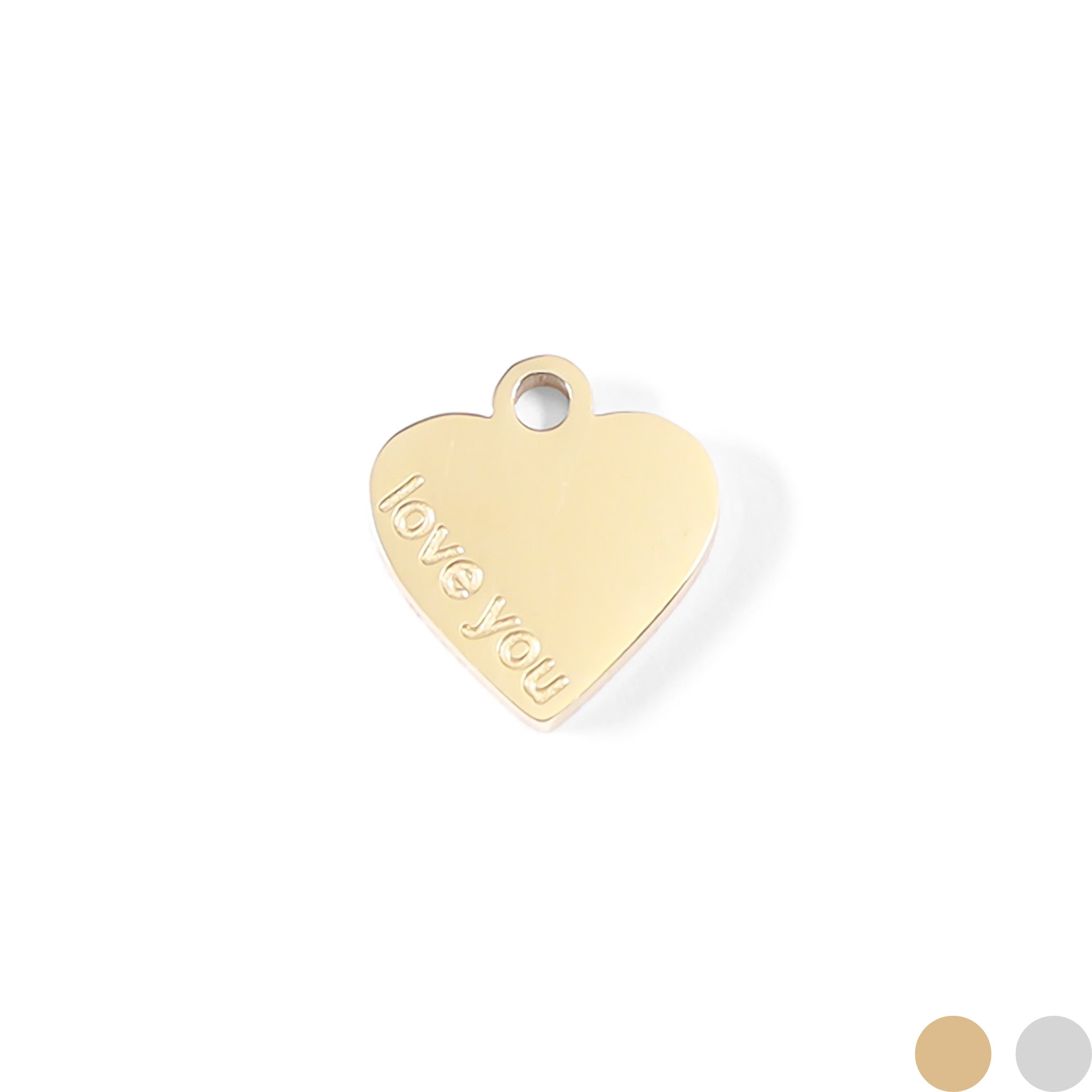 18K Gold PVD Stainless Steel "Love You" Heart Charm