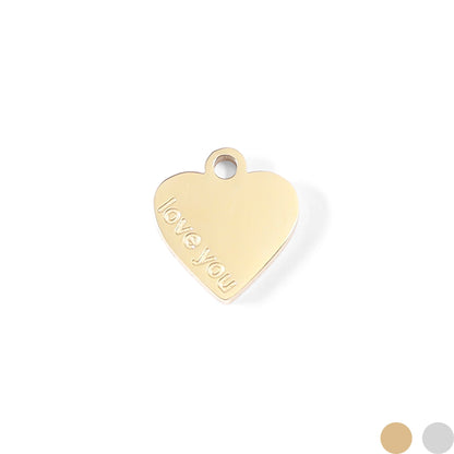18K Gold PVD Stainless Steel "Love You" Heart Charm