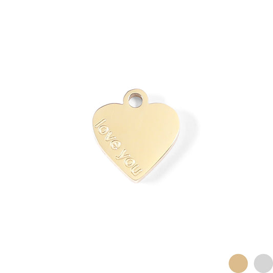 18K Gold PVD Stainless Steel "Love You" Heart Charm