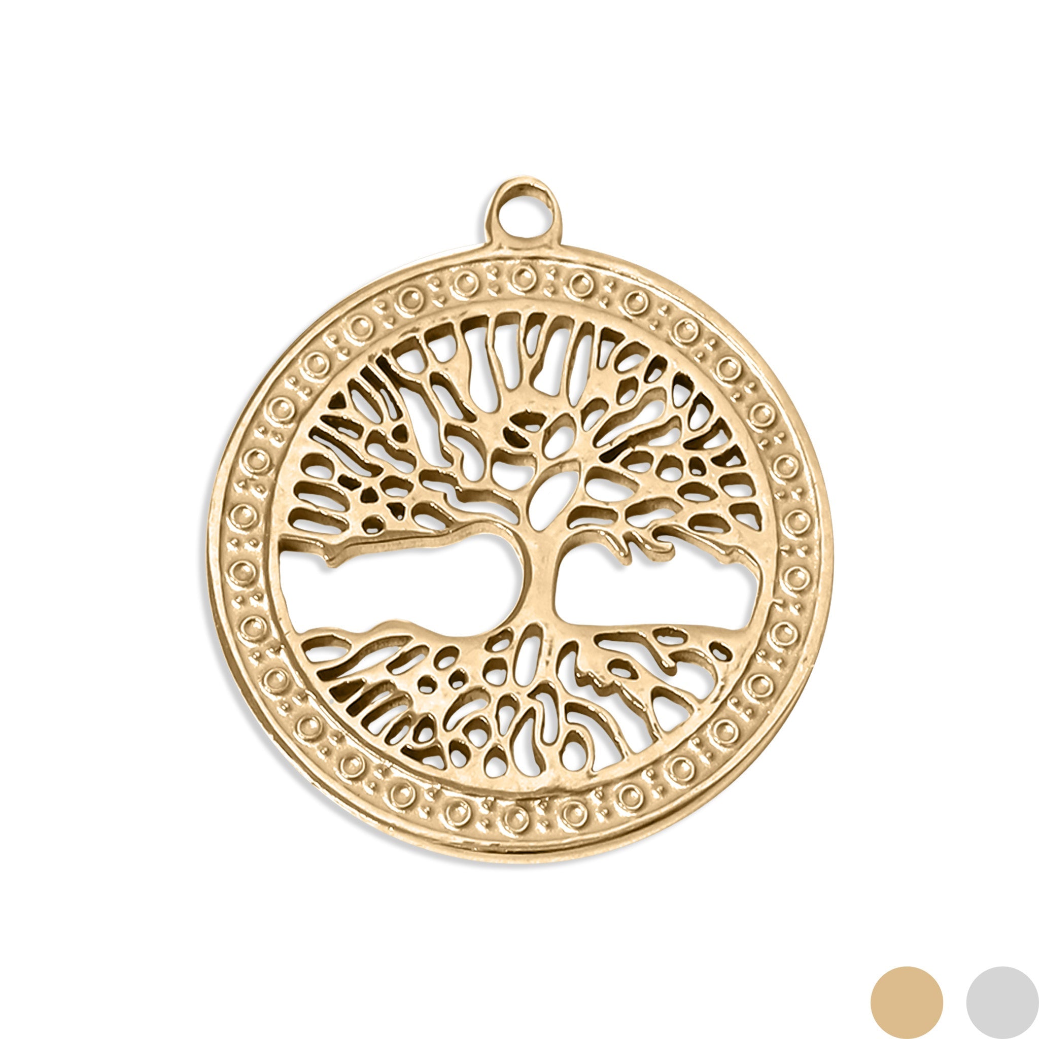 18K Gold PVD Stainless Steel Tree of Life Charm