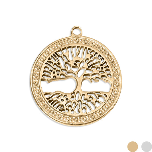 18K Gold PVD Stainless Steel Tree of Life Charm