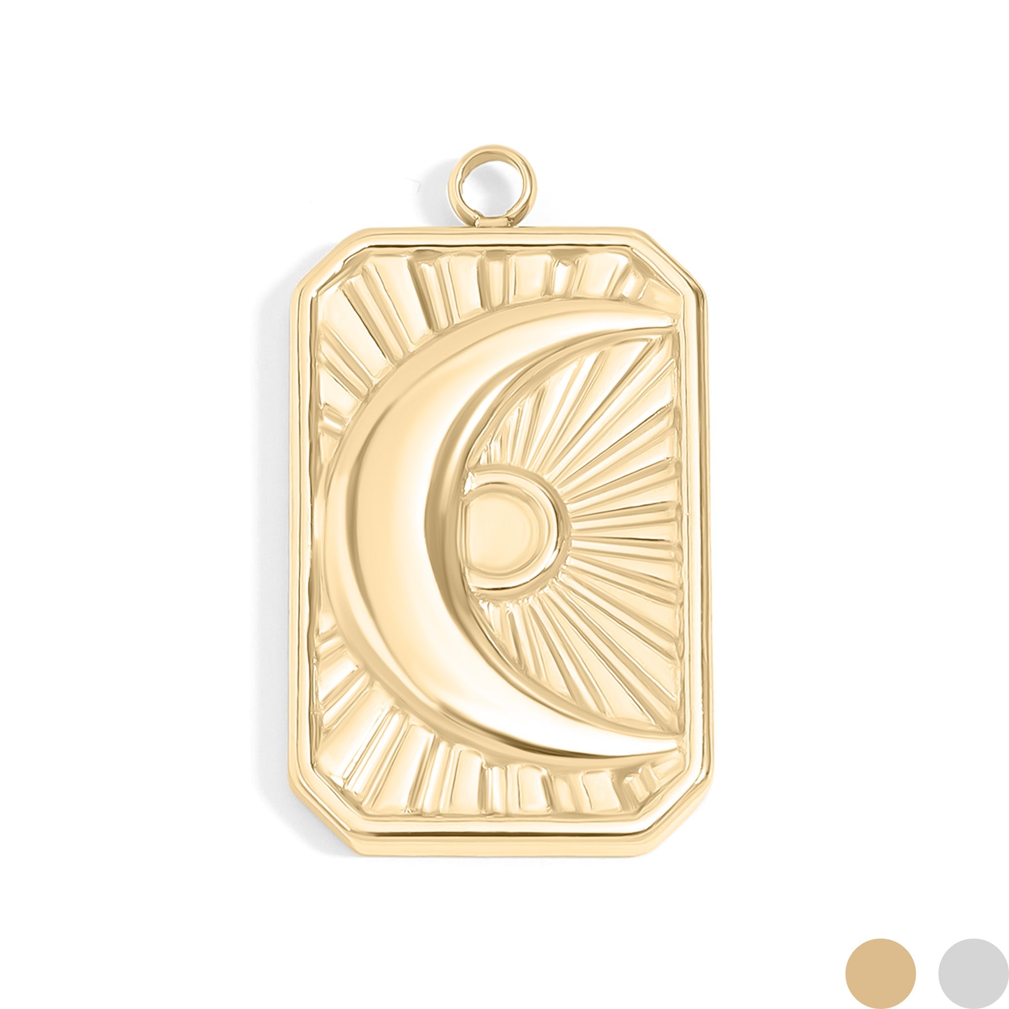 18K Gold PVD Stainless Steel Sunburst Moon Charm