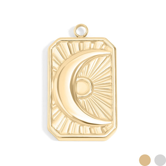 18K Gold PVD Stainless Steel Sunburst Moon Charm