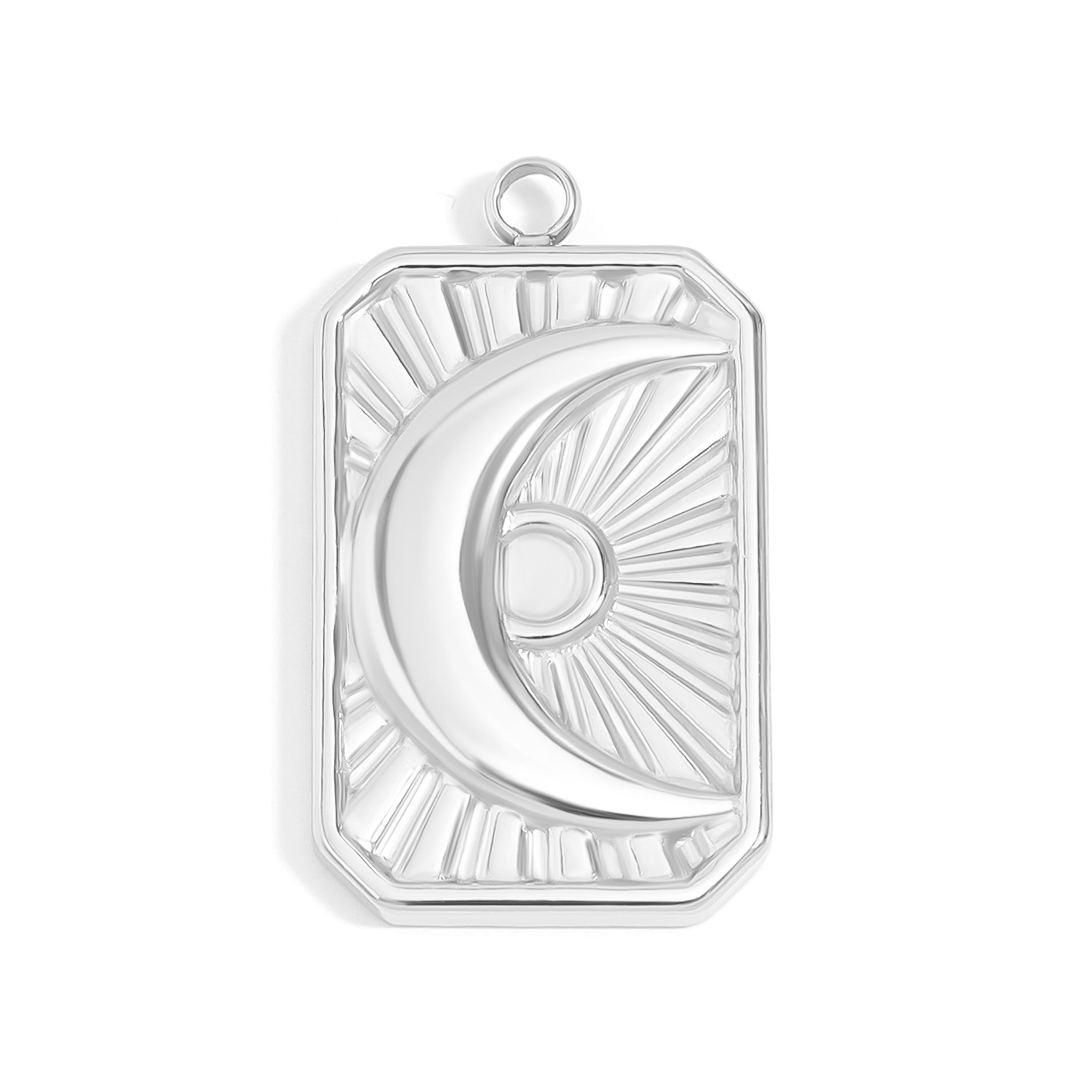 18K Gold PVD Stainless Steel Sunburst Moon Charm