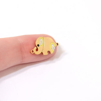 18K Gold PVD Stainless Steel Epoxy Elephant Charm