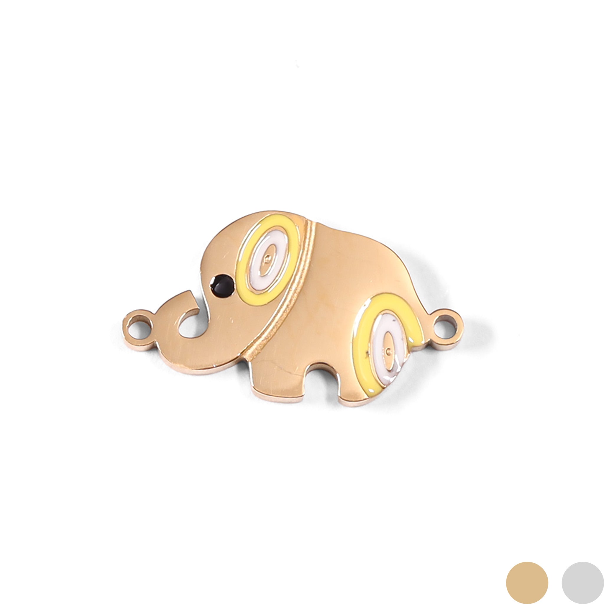 18K Gold PVD Stainless Steel Epoxy Elephant Charm
