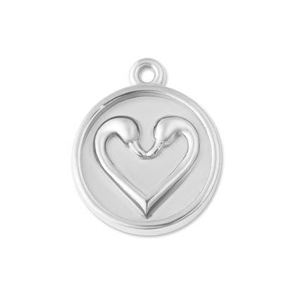 18K Gold PVD Stainless Steel Circle Swan Heart Charm