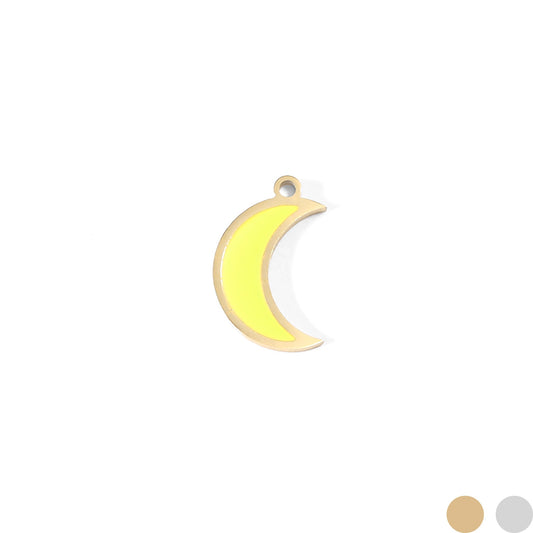 18K Gold PVD Stainless Steel Epoxy Yellow Crescent Moon Charm
