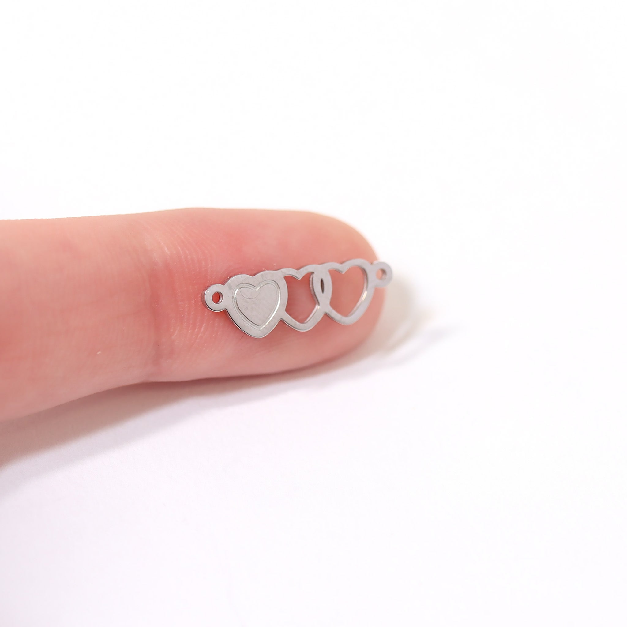 18K Gold PVD Stainless Steel Triple Heart Charm