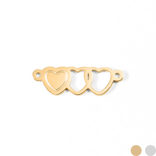 18K Gold PVD Stainless Steel Triple Heart Charm