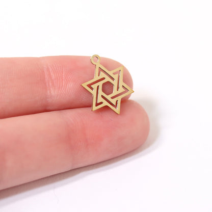 18K Gold PVD Stainless Steel Star of David Charm