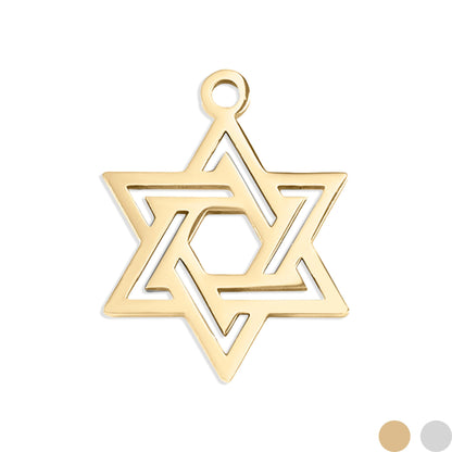 18K Gold PVD Stainless Steel Star of David Charm