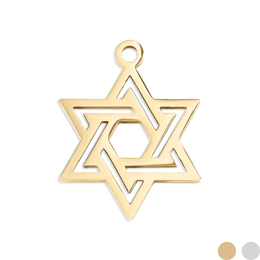 18K Gold PVD Stainless Steel Star of David Charm