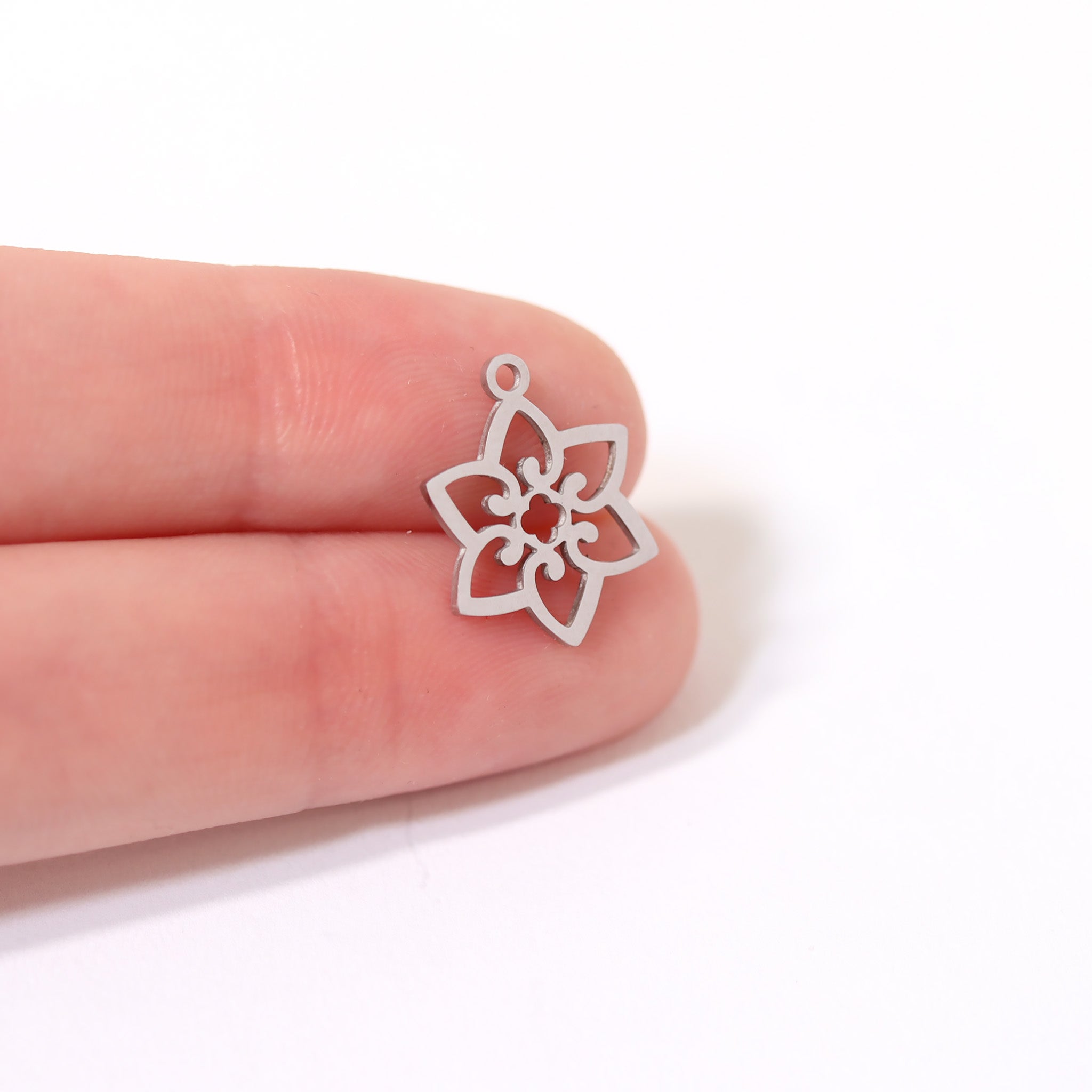 18K Gold PVD Stainless Steel Flower Charm