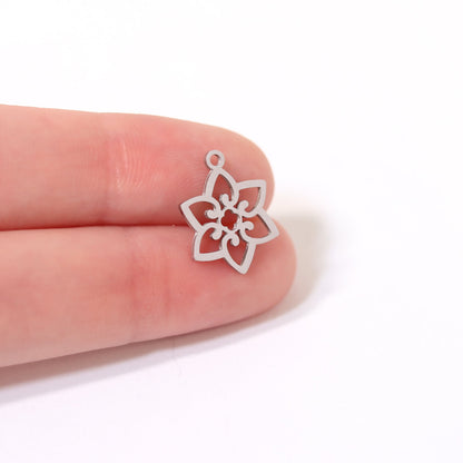 18K Gold PVD Stainless Steel Flower Charm