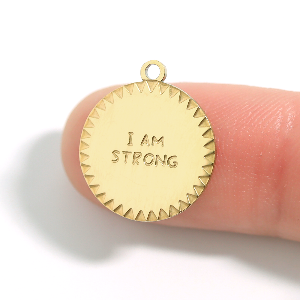 18K Gold PVD Stainless Steel "I Am Strong" Charm