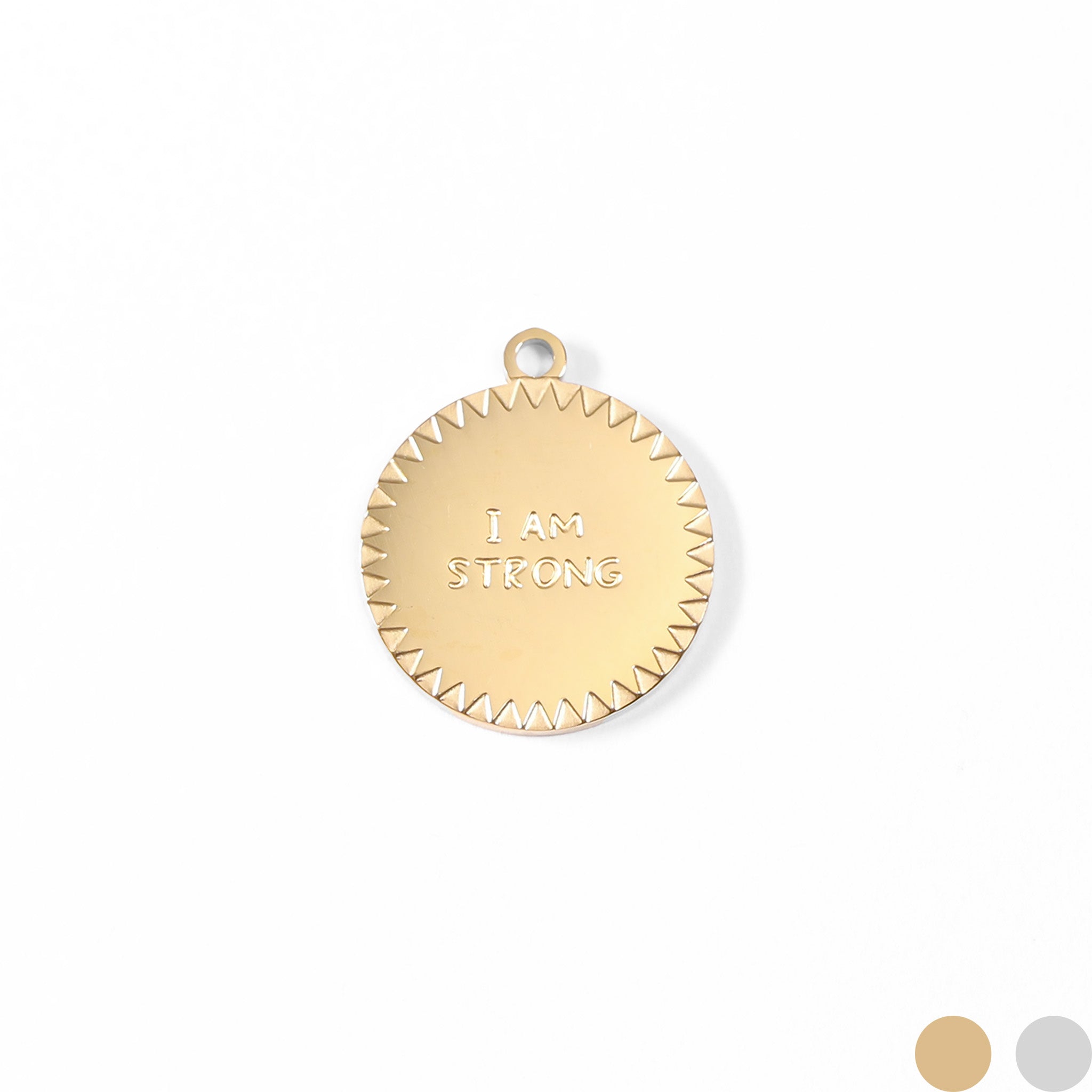 18K Gold PVD Stainless Steel "I Am Strong" Charm