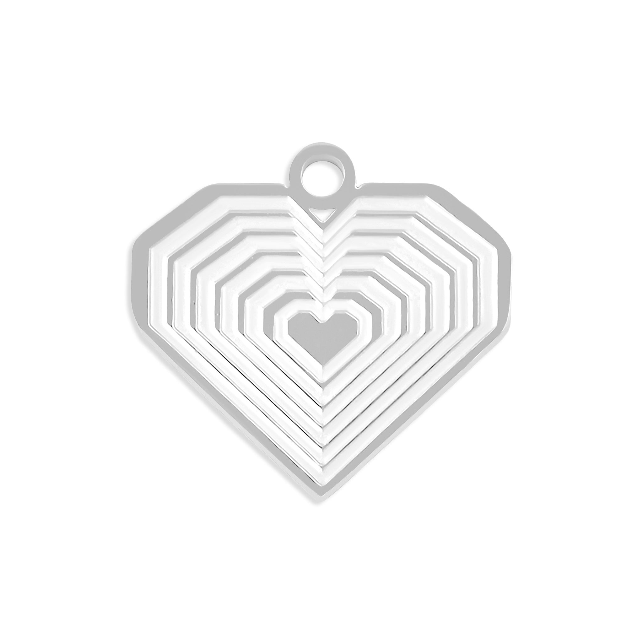 18K Gold PVD Stainless Steel Geometric Heart Charm