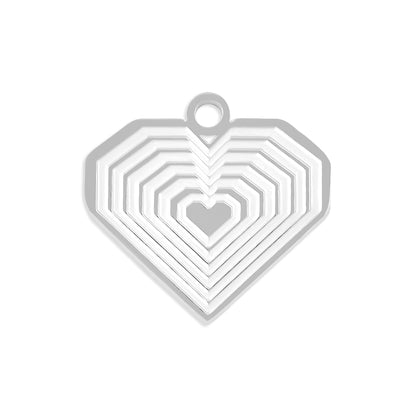 18K Gold PVD Stainless Steel Geometric Heart Charm
