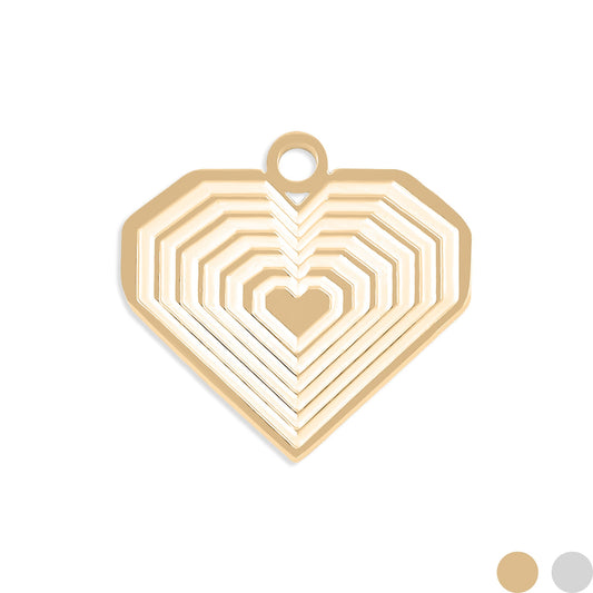 18K Gold PVD Stainless Steel Geometric Heart Charm