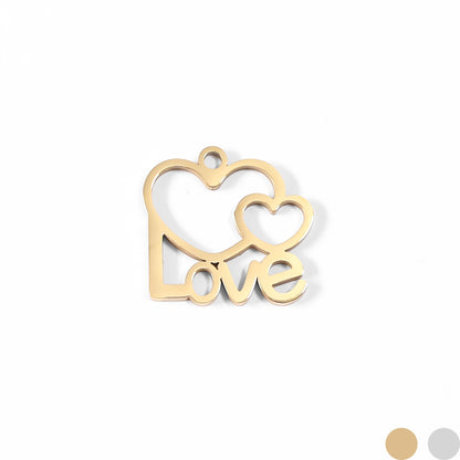 18K Gold PVD Stainless Steel Cutout Love Heart Charm