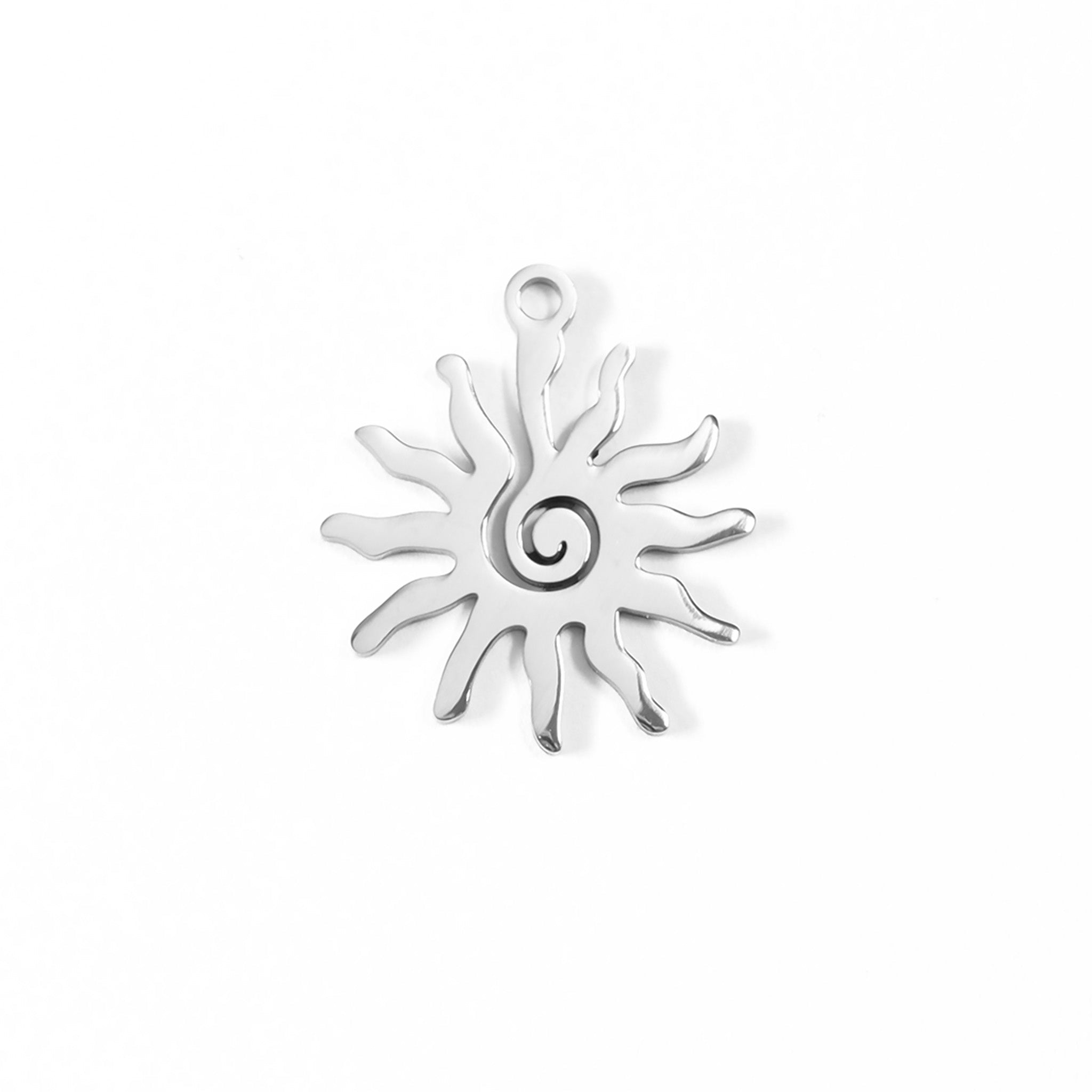 18K Gold PVD Stainless Steel Spiral Sun Charm