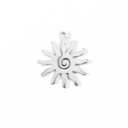 18K Gold PVD Stainless Steel Spiral Sun Charm