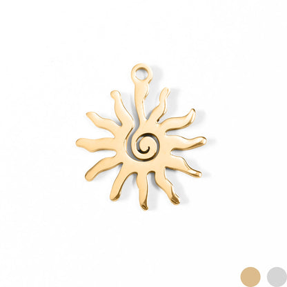 18K Gold PVD Stainless Steel Spiral Sun Charm