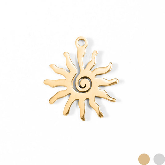 18K Gold PVD Stainless Steel Spiral Sun Charm