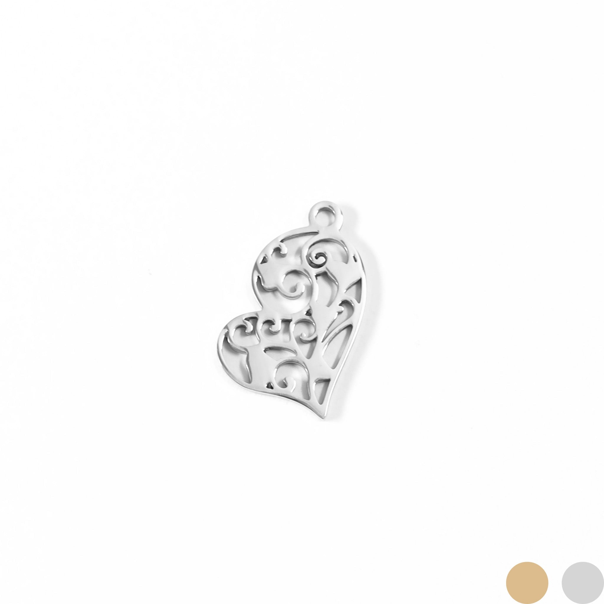 18K Gold PVD Stainless Steel Cutout Heart Charm