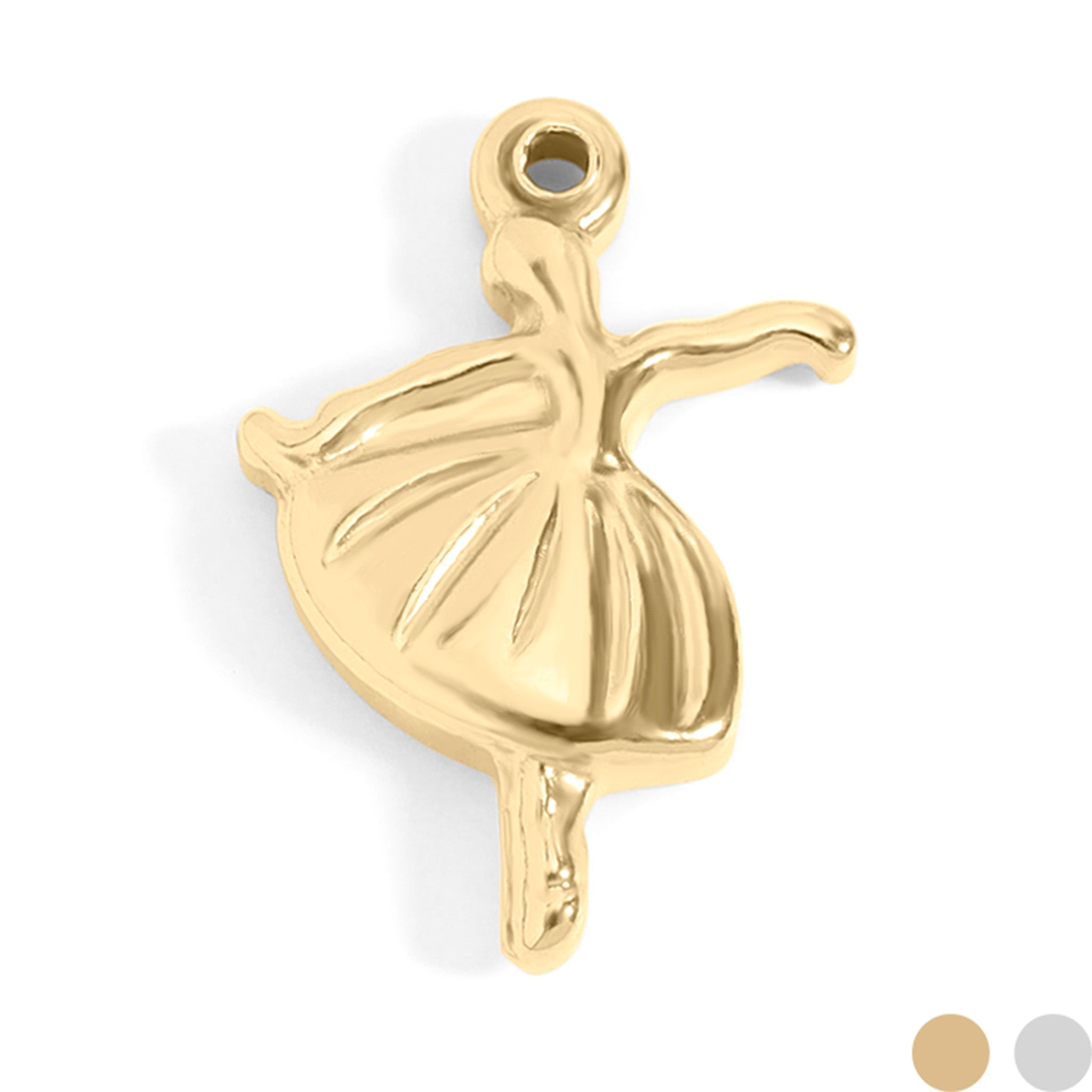 18K Gold PVD Stainless Steel Ballerina Charm