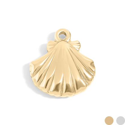 18K Gold PVD Stainless Steel Clam Shell Charm