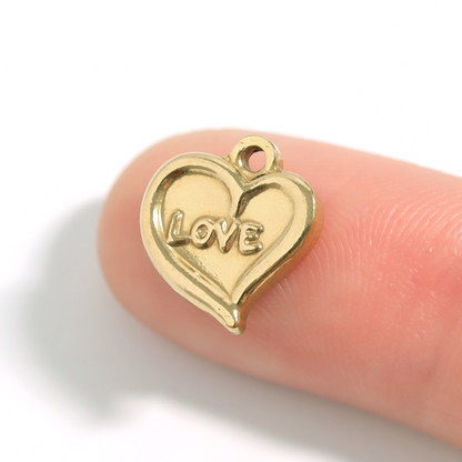 18K Gold PVD Stainless Steel Love Heart Charm