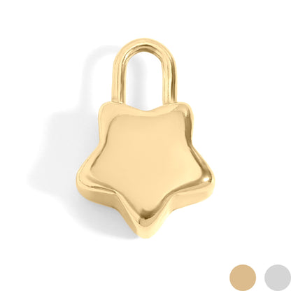18K Gold PVD Stainless Steel Star Padlock Charm