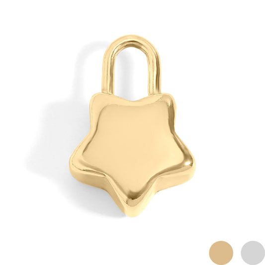 18K Gold PVD Stainless Steel Star Padlock Charm