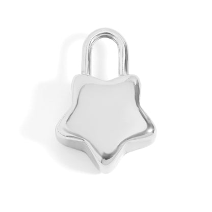18K Gold PVD Stainless Steel Star Padlock Charm