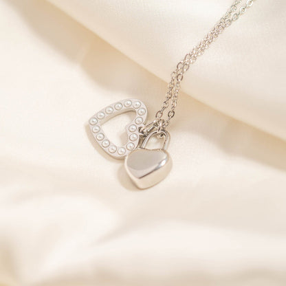 18K Gold PVD Stainless Steel Pearl Heart Charm