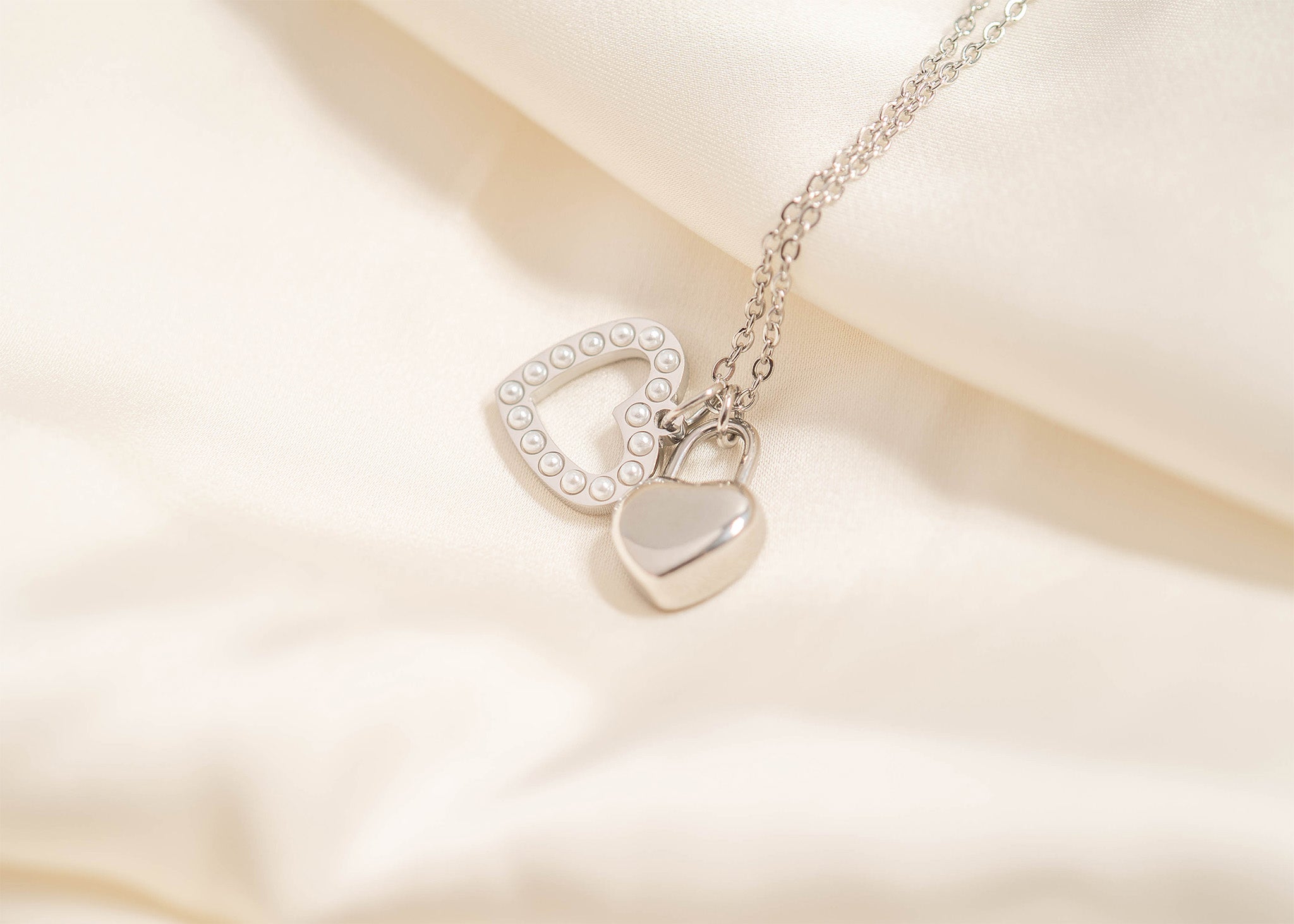 18K Gold PVD Stainless Steel Heart Padlock Charm