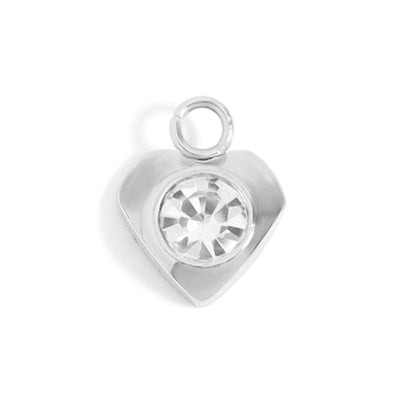 18K Gold PVD Stainless Steel Heart With Cubic Zirconia Charm