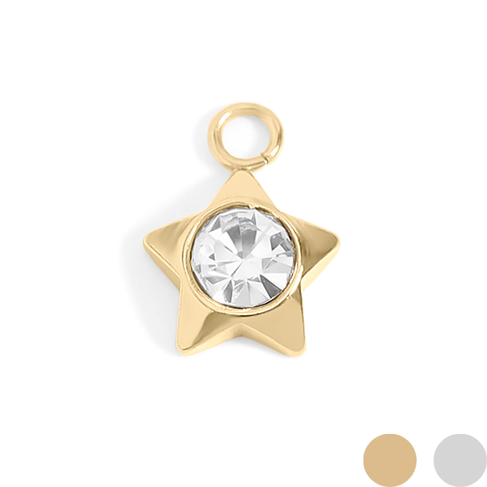 18K Gold PVD Stainless Steel Star with Cubic Zirconia Charm